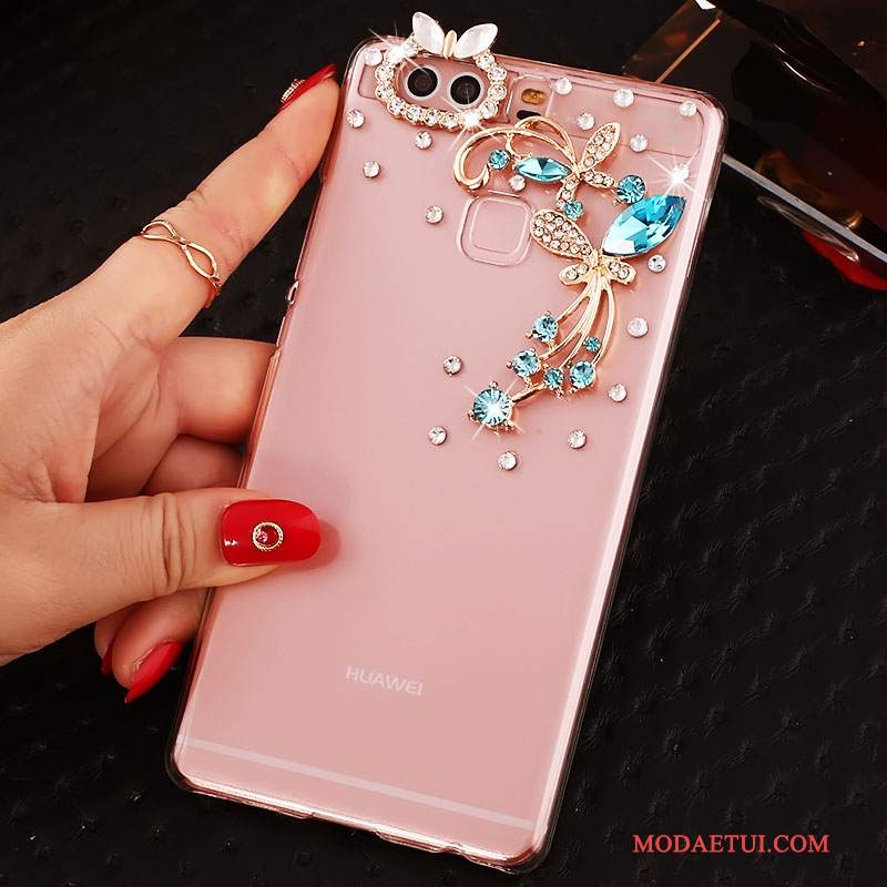 Futerał Huawei P9 Plus Rhinestone Różowena Telefon, Etui Huawei P9 Plus Ochraniacz Trudno Pu