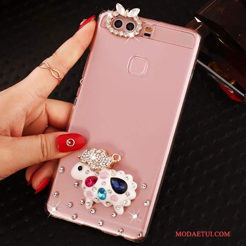 Futerał Huawei P9 Plus Rhinestone Różowena Telefon, Etui Huawei P9 Plus Ochraniacz Trudno Pu