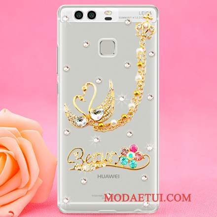 Futerał Huawei P9 Rhinestone Czerwony Trudno, Etui Huawei P9 Ochraniacz Na Telefon Plastikowy