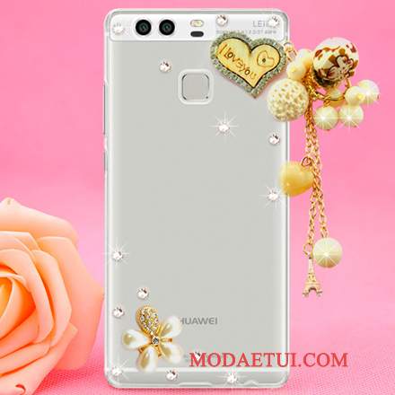 Futerał Huawei P9 Rhinestone Czerwony Trudno, Etui Huawei P9 Ochraniacz Na Telefon Plastikowy