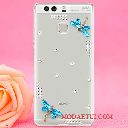 Futerał Huawei P9 Rhinestone Czerwony Trudno, Etui Huawei P9 Ochraniacz Na Telefon Plastikowy