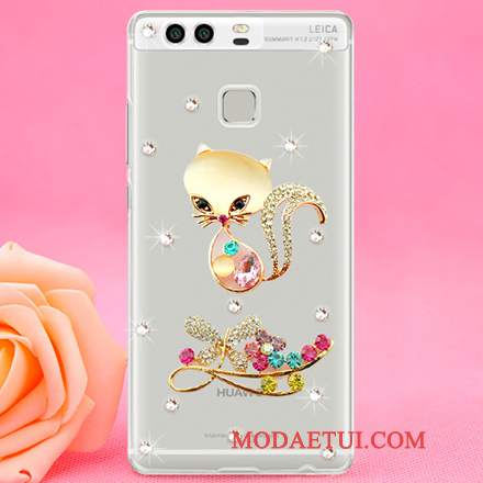 Futerał Huawei P9 Rhinestone Czerwony Trudno, Etui Huawei P9 Ochraniacz Na Telefon Plastikowy