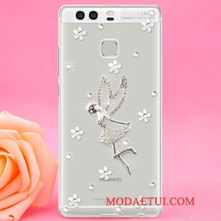 Futerał Huawei P9 Rhinestone Czerwony Trudno, Etui Huawei P9 Ochraniacz Na Telefon Plastikowy