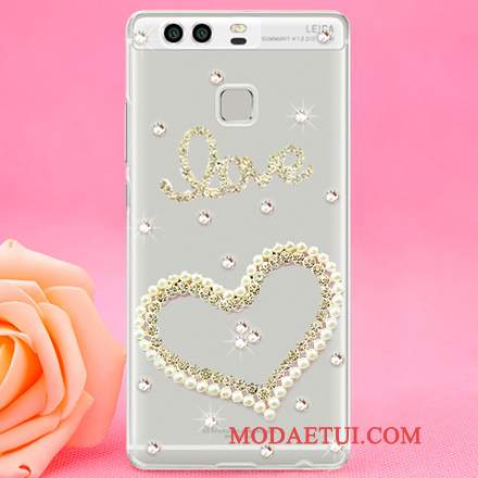 Futerał Huawei P9 Rhinestone Czerwony Trudno, Etui Huawei P9 Ochraniacz Na Telefon Plastikowy