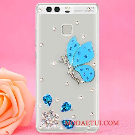 Futerał Huawei P9 Rhinestone Czerwony Trudno, Etui Huawei P9 Ochraniacz Na Telefon Plastikowy