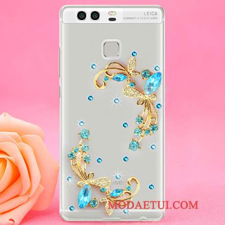 Futerał Huawei P9 Rhinestone Czerwony Trudno, Etui Huawei P9 Ochraniacz Na Telefon Plastikowy