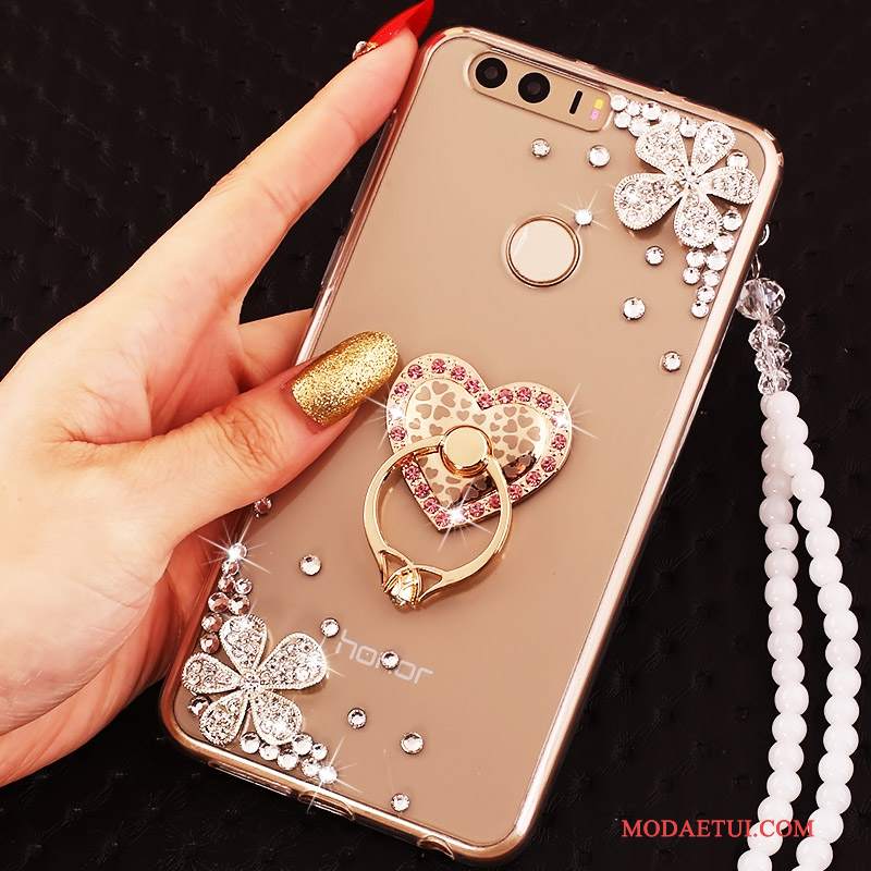 Futerał Huawei P9 Silikonowe Na Telefon Złoto, Etui Huawei P9 Rhinestone Ring