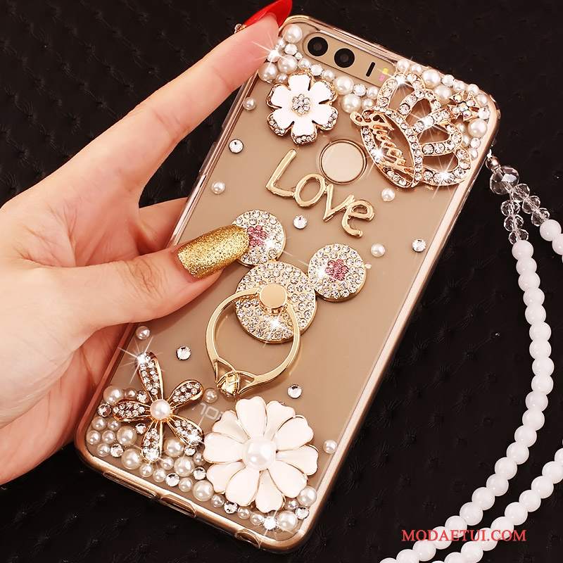 Futerał Huawei P9 Silikonowe Na Telefon Złoto, Etui Huawei P9 Rhinestone Ring