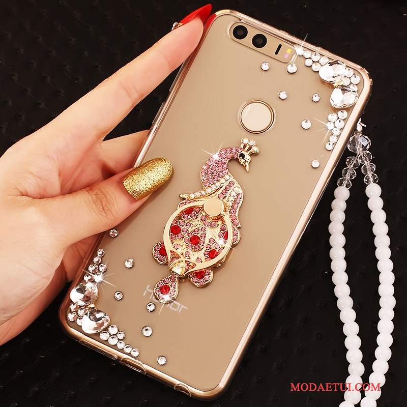 Futerał Huawei P9 Silikonowe Na Telefon Złoto, Etui Huawei P9 Rhinestone Ring