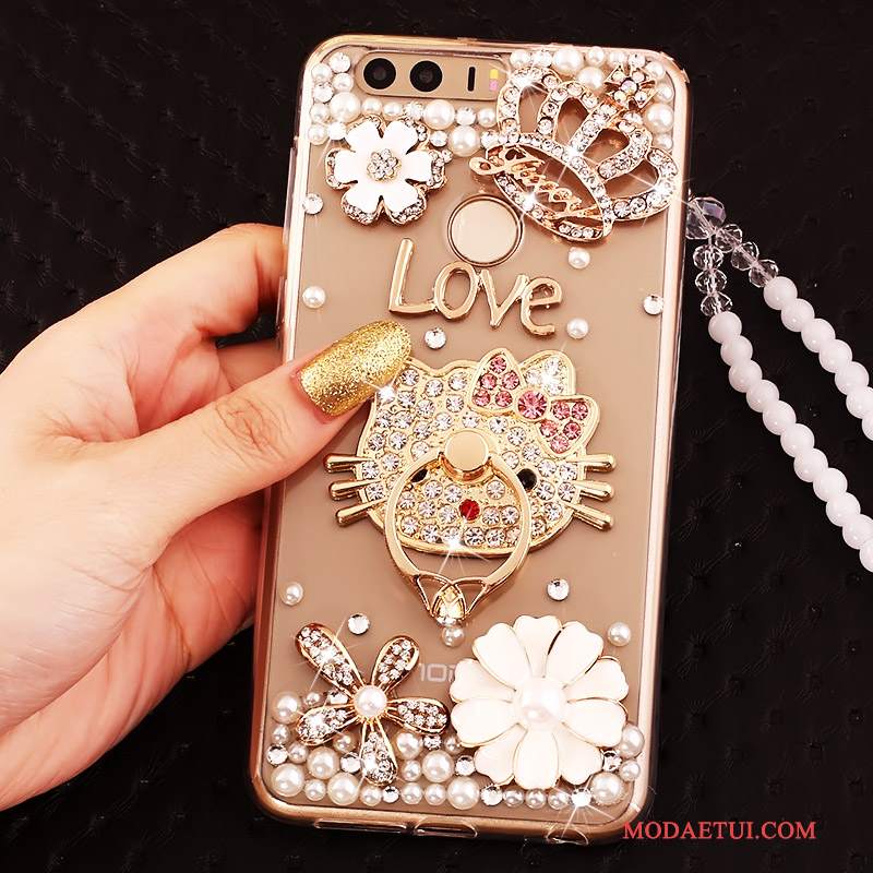 Futerał Huawei P9 Silikonowe Na Telefon Złoto, Etui Huawei P9 Rhinestone Ring