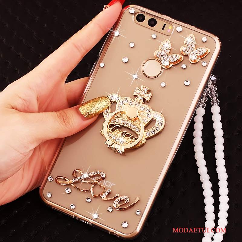 Futerał Huawei P9 Silikonowe Na Telefon Złoto, Etui Huawei P9 Rhinestone Ring