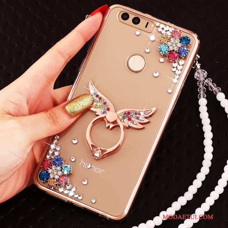 Futerał Huawei P9 Silikonowe Na Telefon Złoto, Etui Huawei P9 Rhinestone Ring