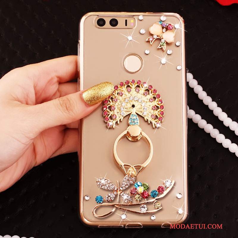 Futerał Huawei P9 Silikonowe Na Telefon Złoto, Etui Huawei P9 Rhinestone Ring