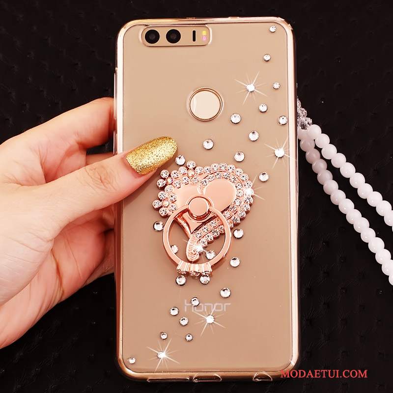 Futerał Huawei P9 Silikonowe Na Telefon Złoto, Etui Huawei P9 Rhinestone Ring