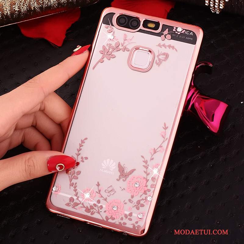 Futerał Huawei P9 Silikonowe Niebieski, Etui Huawei P9 Rhinestone