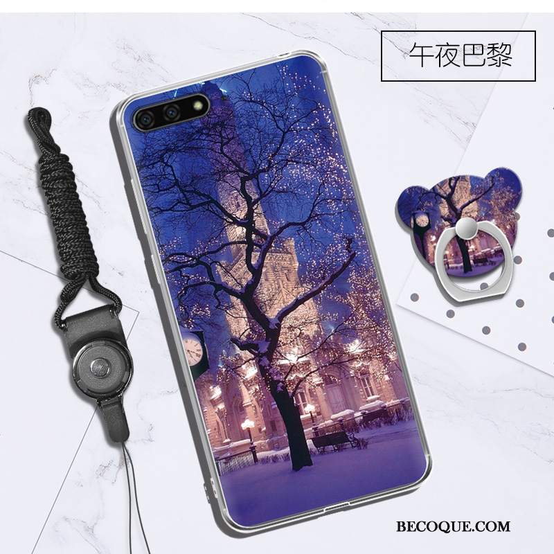 Futerał Huawei Y6 2018 Silikonowe Purpurowy Wisząca Szyja, Etui Huawei Y6 2018 Na Telefon