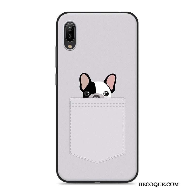 Futerał Huawei Y6 2019 Miękki Wiszące Ozdobyna Telefon, Etui Huawei Y6 2019 Kreskówka Szary