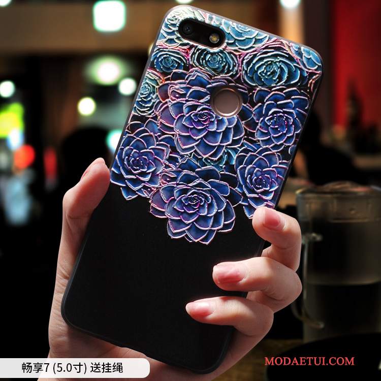 Futerał Huawei Y6 Pro 2017 Torby Anti-fall Chiński Styl, Etui Huawei Y6 Pro 2017 Miękki Etniczny Niebieski