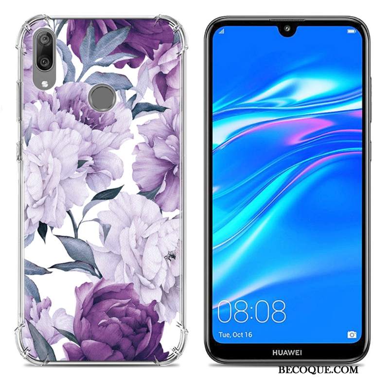 Futerał Huawei Y7 2019 Silikonowe Balon Purpurowy, Etui Huawei Y7 2019 Miękki Anti-fall Tendencja