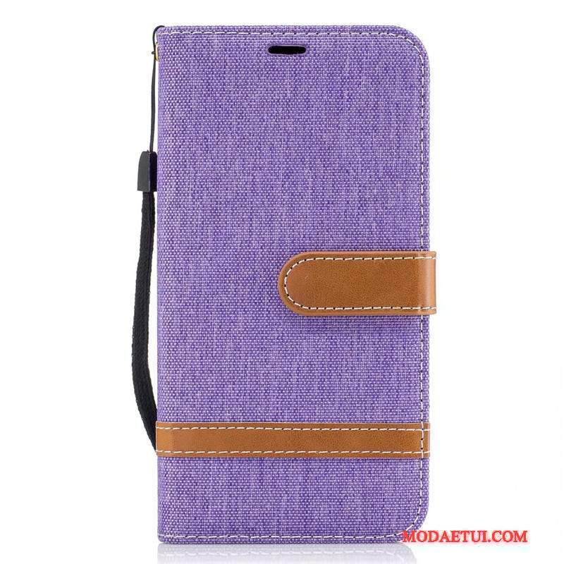 Futerał Lg K10 Portfel Purpurowy Nowy, Etui Lg K10 Ochraniacz Tendencja Denim