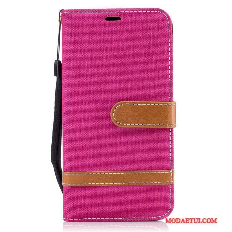 Futerał Lg K10 Portfel Purpurowy Nowy, Etui Lg K10 Ochraniacz Tendencja Denim