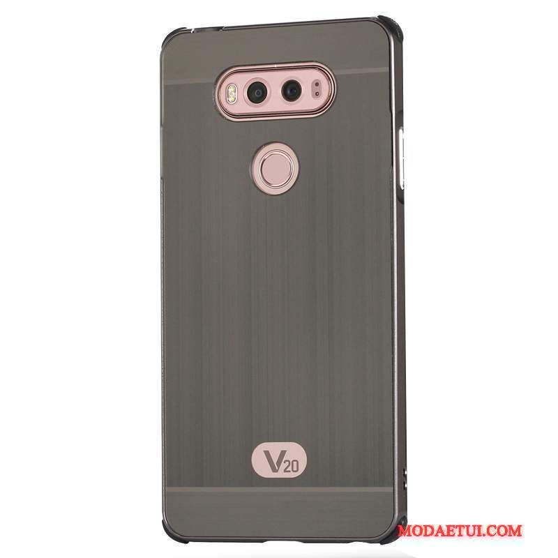 Futerał Lg V20 Metal Granica Złoto, Etui Lg V20 Ochraniacz Anti-fallna Telefon