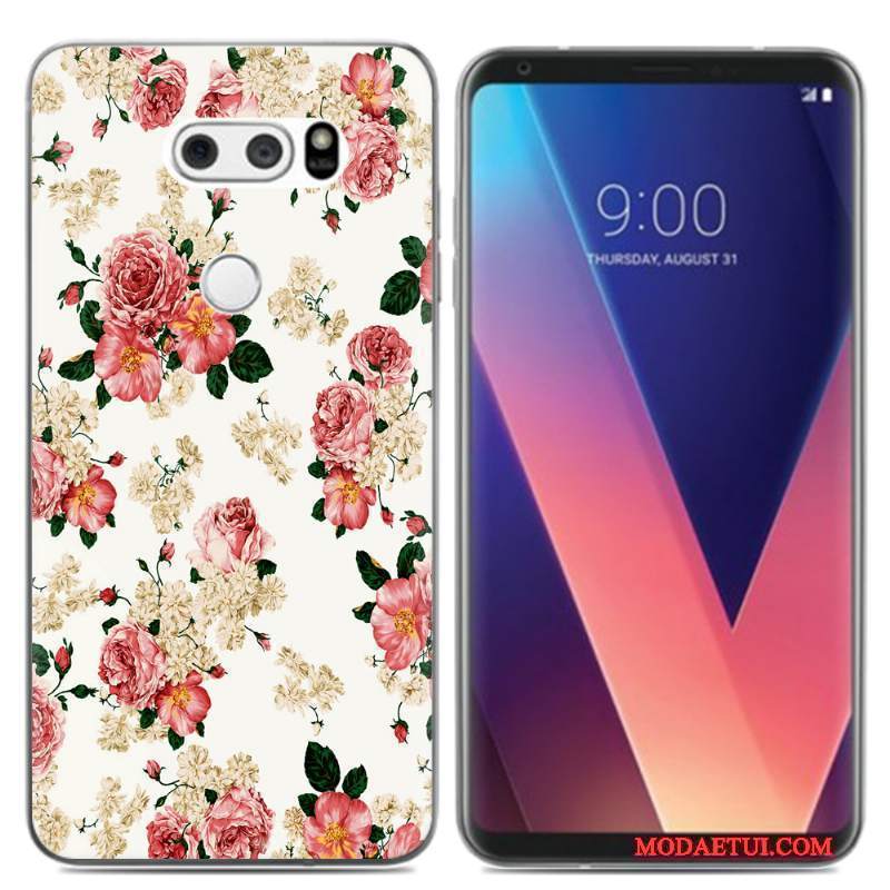 Futerał Lg V30 Kreskówka Mały Obraz Olejny, Etui Lg V30 Miękki Puna Telefon