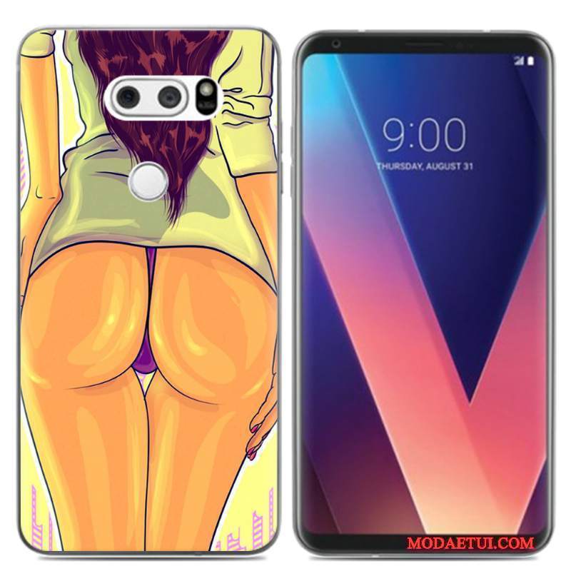 Futerał Lg V30 Kreskówka Mały Obraz Olejny, Etui Lg V30 Miękki Puna Telefon