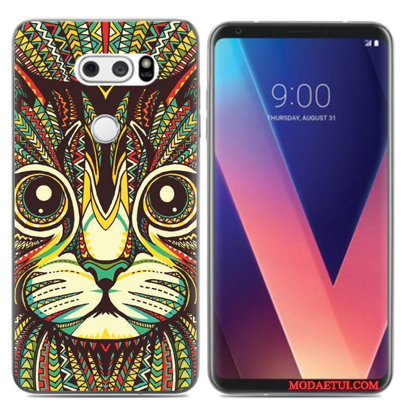 Futerał Lg V30 Kreskówka Mały Obraz Olejny, Etui Lg V30 Miękki Puna Telefon