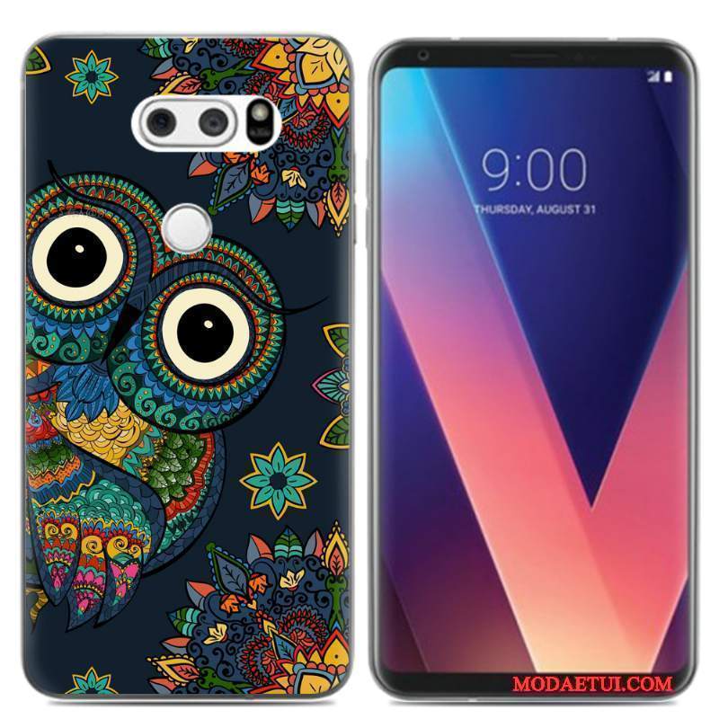 Futerał Lg V30 Kreskówka Mały Obraz Olejny, Etui Lg V30 Miękki Puna Telefon