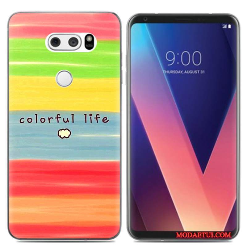 Futerał Lg V30 Kreskówka Mały Obraz Olejny, Etui Lg V30 Miękki Puna Telefon