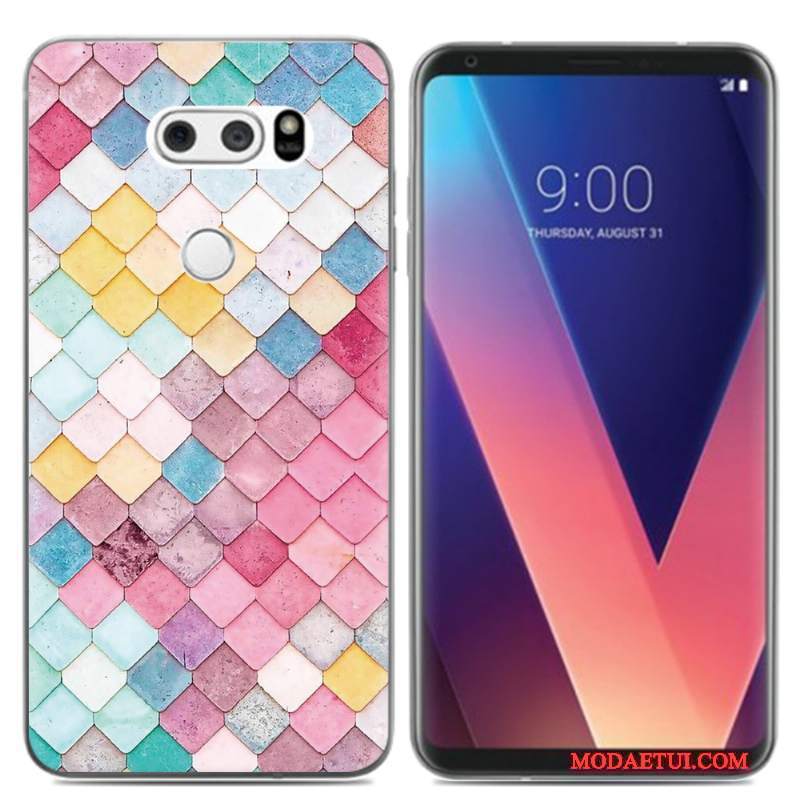 Futerał Lg V30 Kreskówka Mały Obraz Olejny, Etui Lg V30 Miękki Puna Telefon