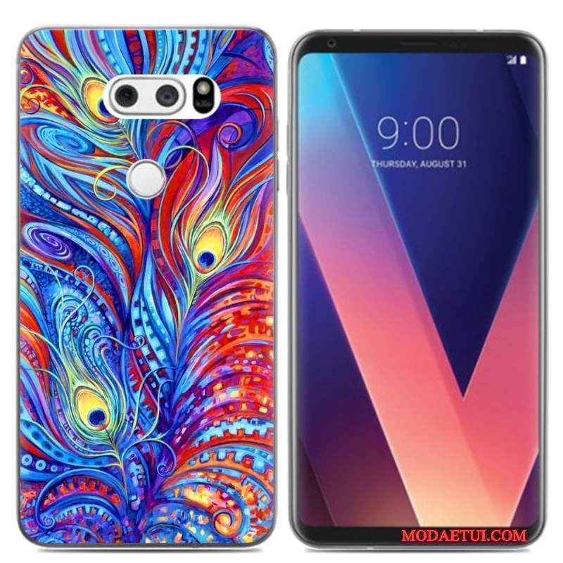 Futerał Lg V30 Kreskówka Mały Obraz Olejny, Etui Lg V30 Miękki Puna Telefon