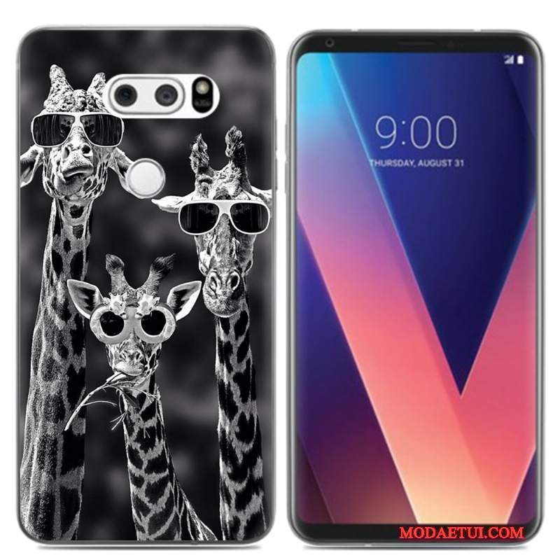 Futerał Lg V30 Kreskówka Mały Obraz Olejny, Etui Lg V30 Miękki Puna Telefon