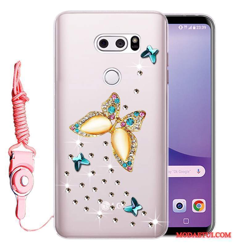 Futerał Lg V30 Rhinestone Anti-fallna Telefon, Etui Lg V30 Ochraniacz Różowe