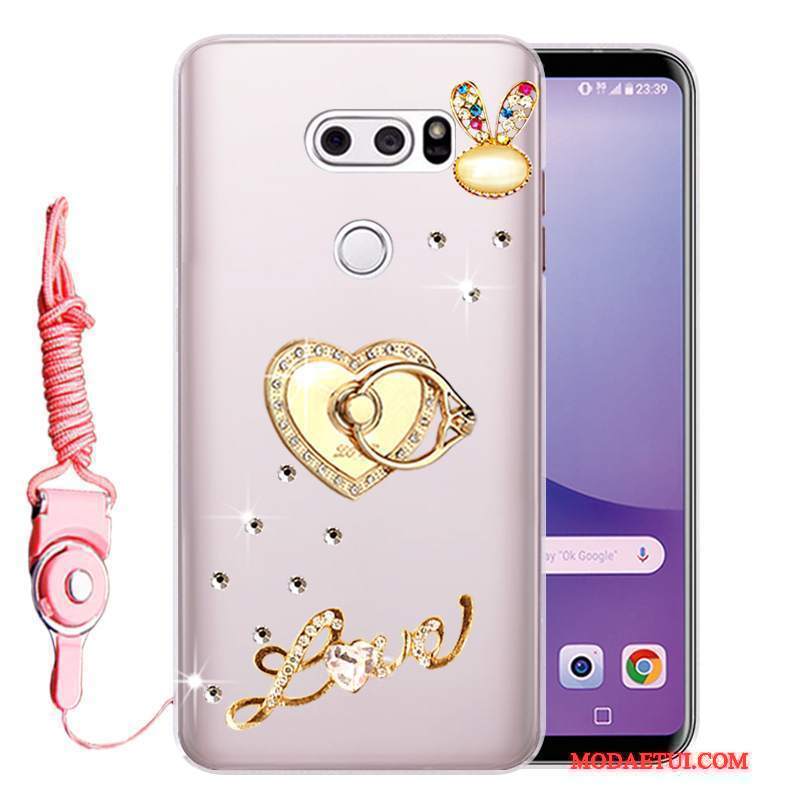 Futerał Lg V30 Rhinestone Anti-fallna Telefon, Etui Lg V30 Ochraniacz Różowe