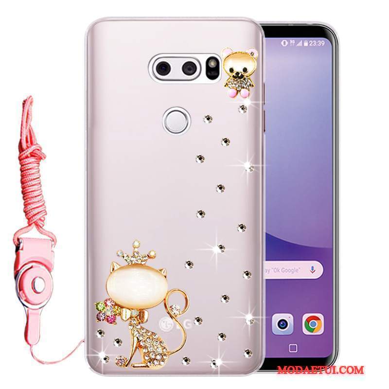 Futerał Lg V30 Rhinestone Anti-fallna Telefon, Etui Lg V30 Ochraniacz Różowe