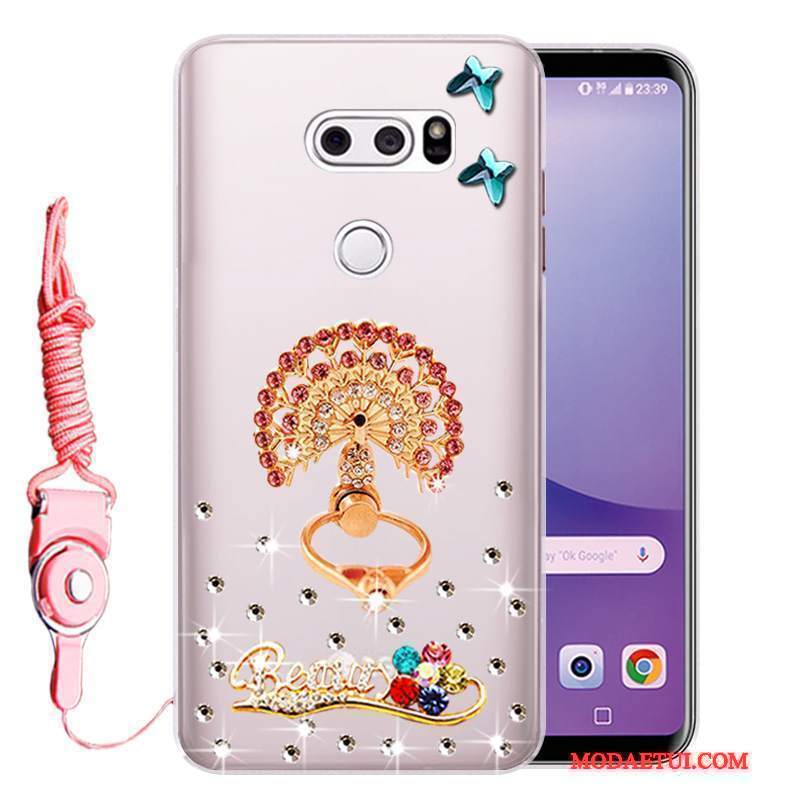 Futerał Lg V30 Rhinestone Anti-fallna Telefon, Etui Lg V30 Ochraniacz Różowe