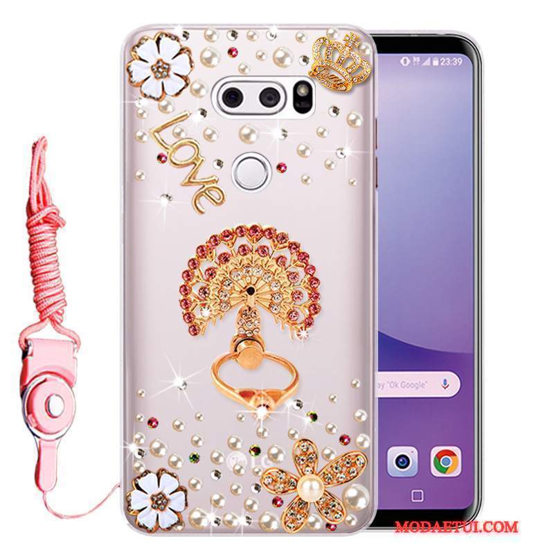 Futerał Lg V30 Rhinestone Anti-fallna Telefon, Etui Lg V30 Ochraniacz Różowe