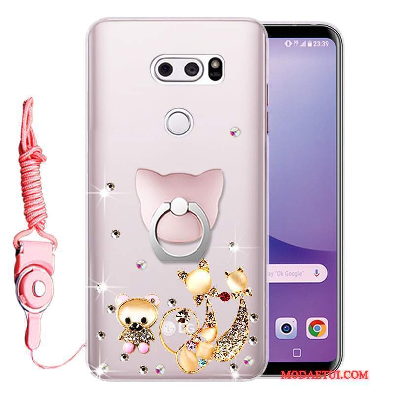 Futerał Lg V30 Rhinestone Anti-fallna Telefon, Etui Lg V30 Ochraniacz Różowe