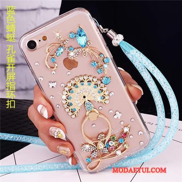 Futerał Lg V30s Tinq Rhinestone Anti-fall Niebieski, Etui Lg V30s Tinq Ochraniacz Wiszące Ozdoby Ring