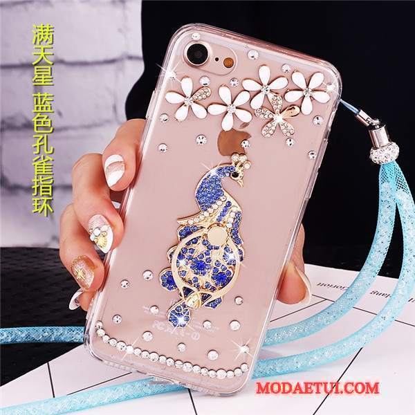 Futerał Lg V30s Tinq Rhinestone Anti-fall Niebieski, Etui Lg V30s Tinq Ochraniacz Wiszące Ozdoby Ring