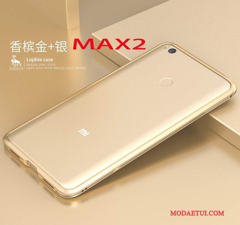 Futerał Mi Max 2 Metal Małyna Telefon, Etui Mi Max 2 Ochraniacz Złoto Granica