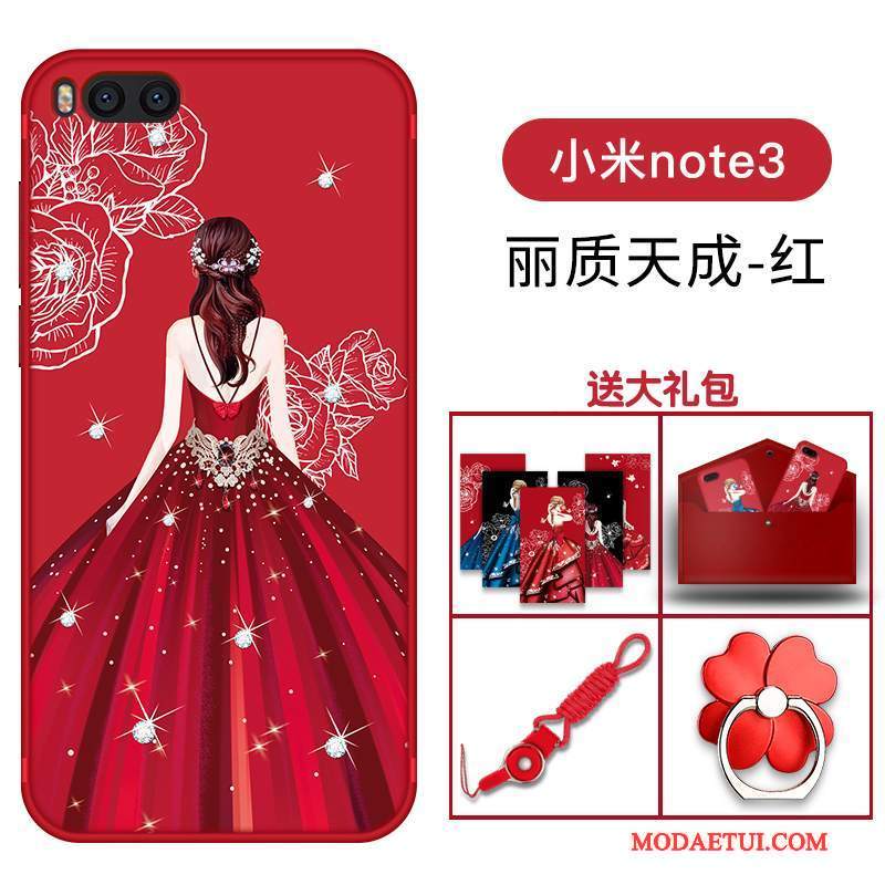 Futerał Mi Note 3 Miękki Czerwony Wiszące Ozdoby, Etui Mi Note 3 Silikonowe Na Telefon Mały
