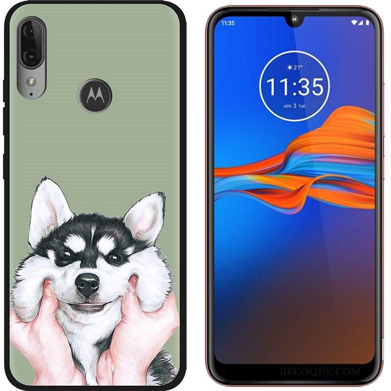 Futerał Moto E6 Plus Kreskówka Płótnona Telefon, Etui Moto E6 Plus Kolor Czarny Zielony