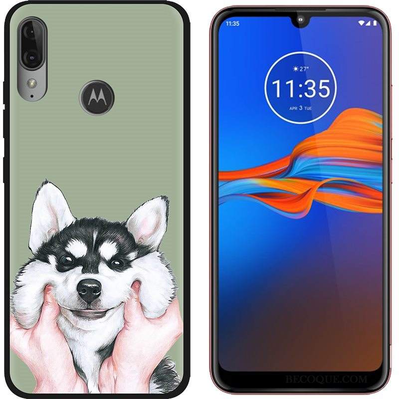 Futerał Moto E6 Plus Kreskówka Płótnona Telefon, Etui Moto E6 Plus Kolor Czarny Zielony