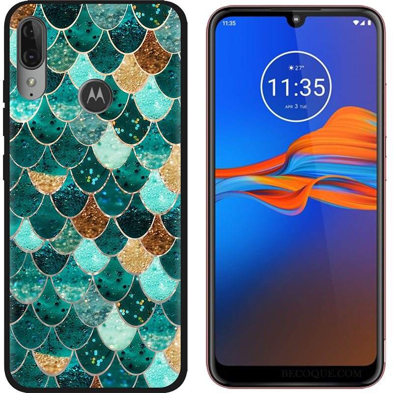 Futerał Moto E6 Plus Kreskówka Płótnona Telefon, Etui Moto E6 Plus Kolor Czarny Zielony