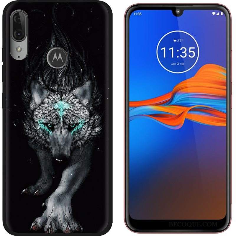 Futerał Moto E6 Plus Kreskówka Płótnona Telefon, Etui Moto E6 Plus Kolor Czarny Zielony