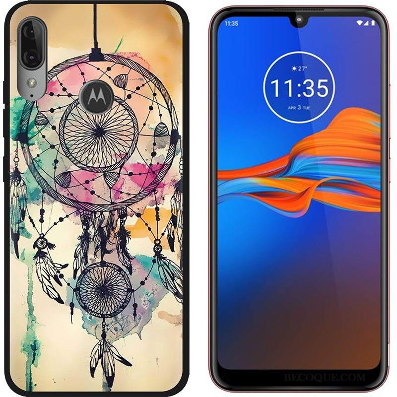 Futerał Moto E6 Plus Kreskówka Płótnona Telefon, Etui Moto E6 Plus Kolor Czarny Zielony