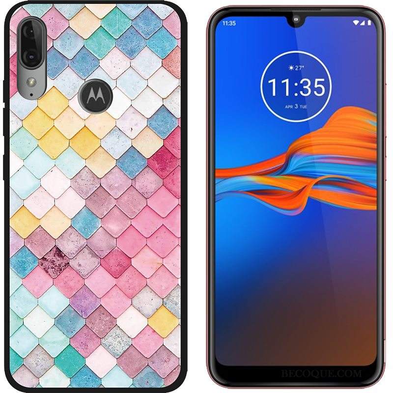 Futerał Moto E6 Plus Kreskówka Płótnona Telefon, Etui Moto E6 Plus Kolor Czarny Zielony